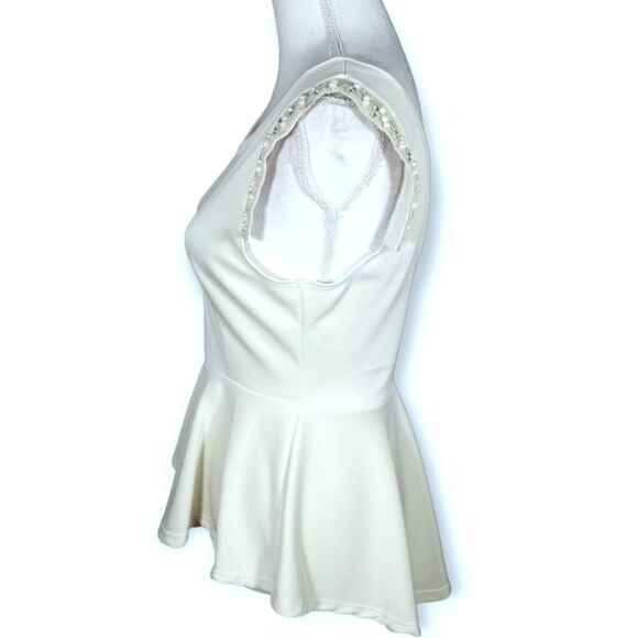 SCOBE IVORY PEPLUM TOP W/EMBELLISHMENTS SZ.M EUC - Picture 4 of 7